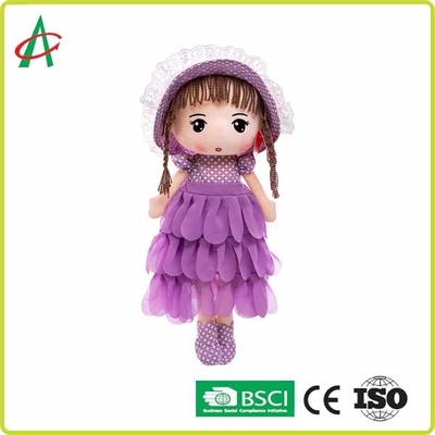 Váy màu tím dễ thương và váy trắng và hồng Búp bê sang trọng Rag với mũ 12 inch