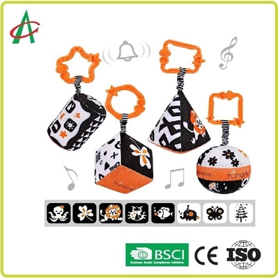 Bộ đồ chơi trẻ em có hình dạng tương phản cao, Ghế ngồi ô tô Xe đẩy trẻ em Sang trọng Nhẫn Rattle Đồ chơi treo