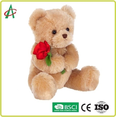9,45 inch Gấu bông sang trọng ôm hoa hồng với bộ lông rám nắng mềm mại Chứng chỉ CE