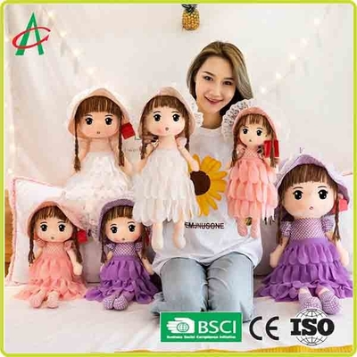 Váy màu tím dễ thương và váy trắng và hồng Búp bê sang trọng Rag với mũ 12 inch