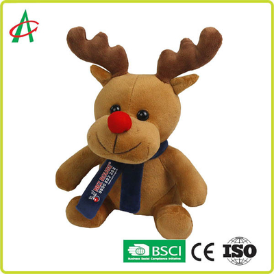CPSC Động vật nhồi bông tuần lộc mũi đỏ cao 20cm với áo phông và khăn quàng cổ