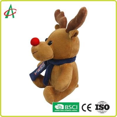 CPSC Động vật nhồi bông tuần lộc mũi đỏ cao 20cm với áo phông và khăn quàng cổ