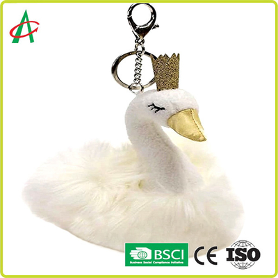 CPSIA Stuffed Swan Princess Flash Key Chain for Girls