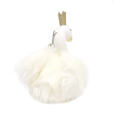 CPSIA Stuffed Swan Princess Flash Key Chain for Girls
