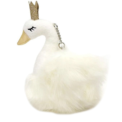 CPSIA Stuffed Swan Princess Flash Key Chain for Girls