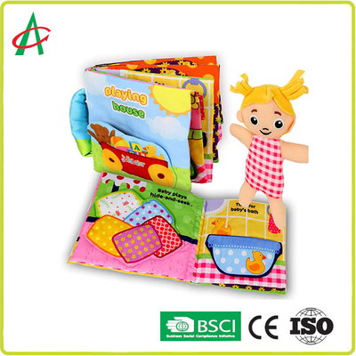 BSCI Polyester 9 Mục cảm giác Sách hoạt động cho trẻ sơ sinh